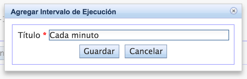 Diálogo crear intervalo de ejecución