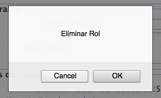 Opción de eliminación del rol